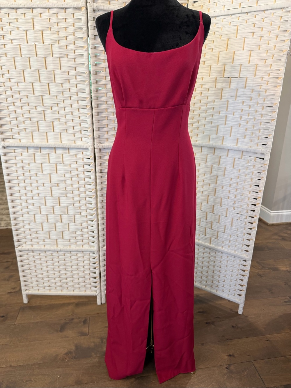 Watters Wine-Red Spaghetti-Strap Maxi Dress